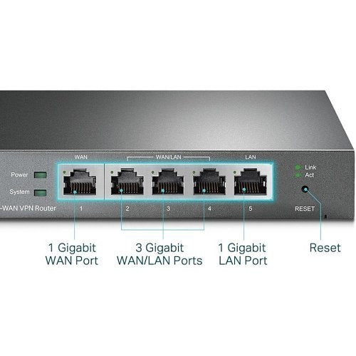 (TP-Link) Multi-WAN Wired VPN Router (ER605) - Up to 4 Gigabit WAN Ports