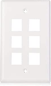 6-PORT KEYSTONE WALL PLATE - WHITE