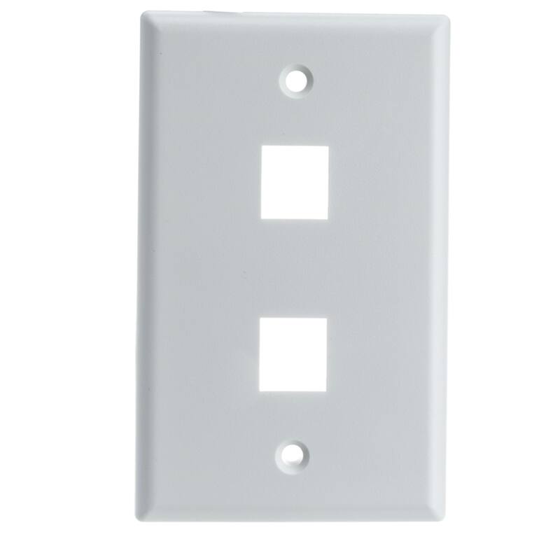 2-PORT KEYSTONE WALL PLATE - WHITE