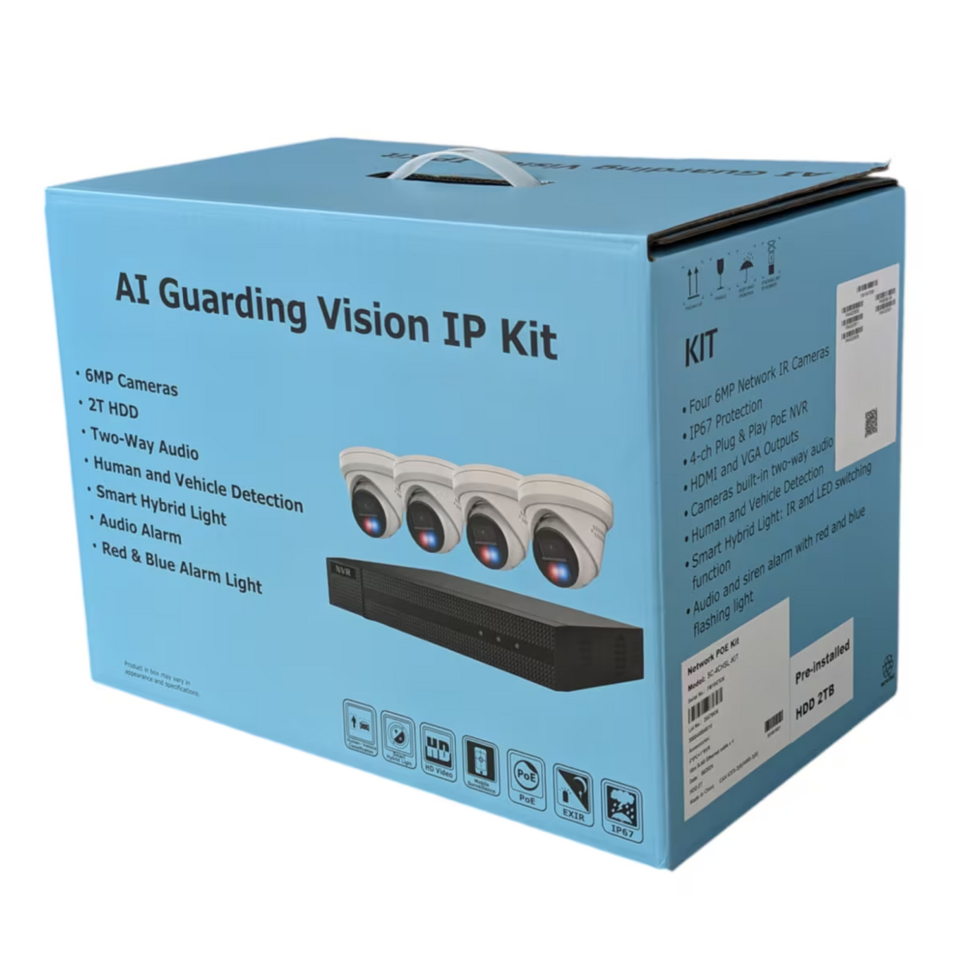 AI Guarding Vision 4ch IP Security Camera Kit IP-KIT4642-BR