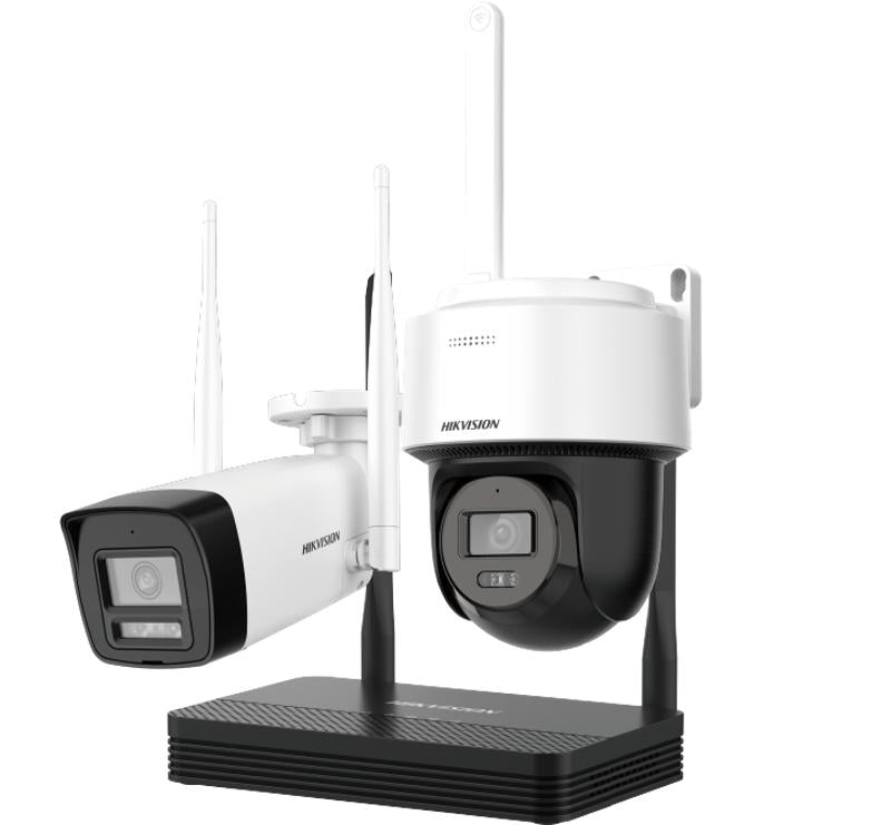 NKS424W03H 4MP HikVision One Bullet + One PTDome WiFi NVS Kit